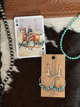 Load image into Gallery viewer, Silver and Turquoise Hoops
