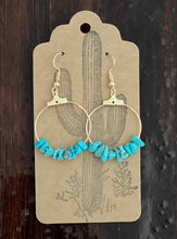 Load image into Gallery viewer, Gold and Turquoise Rock Hoops
