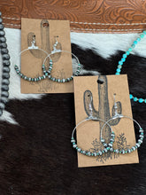 Load image into Gallery viewer, Silver and Turquoise Hoops
