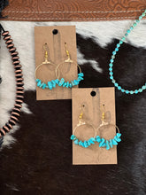 Load image into Gallery viewer, Gold and Turquoise Rock Hoops
