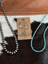 Load image into Gallery viewer, Silver and Turquoise Hoops
