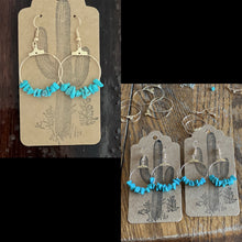 Load image into Gallery viewer, Gold and Turquoise Rock Hoops
