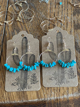 Load image into Gallery viewer, Gold and Turquoise Rock Hoops
