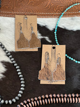 Load image into Gallery viewer, Brindle Cattle Tag Earrings
