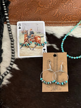 Load image into Gallery viewer, Silver and Turquoise Hoops
