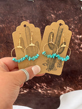 Load image into Gallery viewer, Gold and Turquoise Rock Hoops
